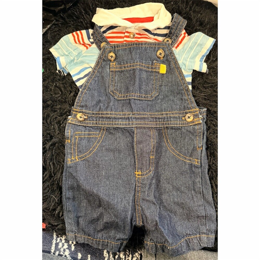 Carter's Baby Boy Outfit Set 6M 3-Piece Overalls Polo Shirt Bodysuit